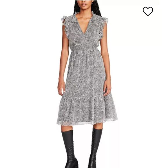 Steve Madden Dresses & Skirts - Steve Madden Kora Cheetah Print Tiered Chiffon Midi Dress Size‎ S